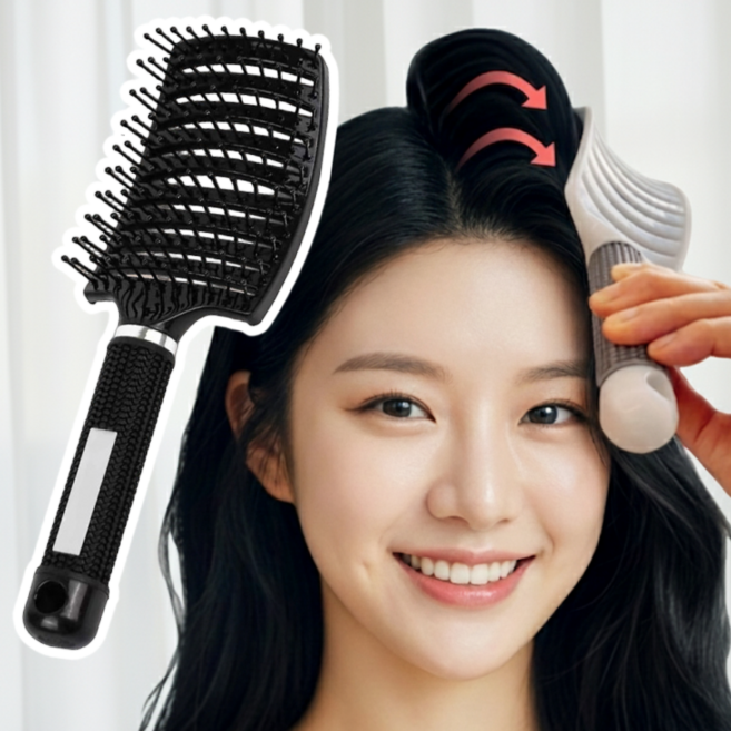 풍성하고 부드러운 머릿결 두피마사지빗 볼륨브러쉬 볼륨빗, 1개, 블랙