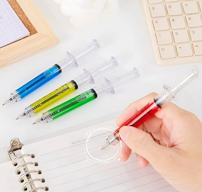 주사기 볼펜 펜 신기한 볼펜 합격 기원 선물 선물용 볼펜 필기구 문구용품 새학기선물 어린이날 학용품 선, 그린