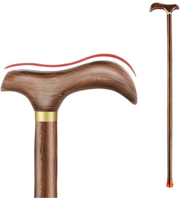 가볍고 편안한 원목 보행 보조 지팡이 어르신 나무지팡이 논슬립 고무패킹