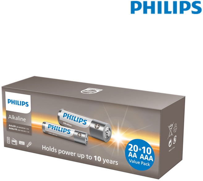 필립스 알카라인 건전지 혼합구성 AA20개+AAA10개, 1개, 30개입