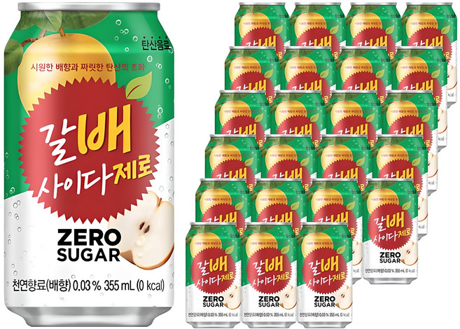 해태htb 갈배사이다 제로, 355ml, 24개