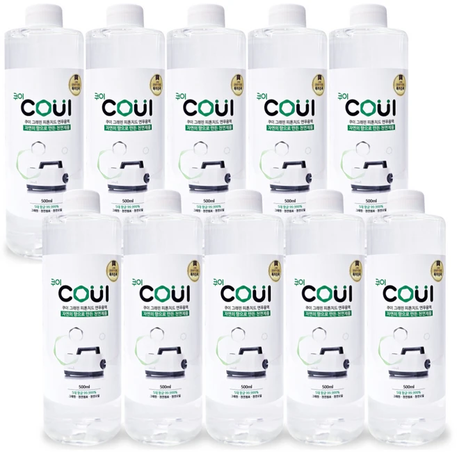 친환경 쿠이 피톤치드 편백오일 그래핀 연무 용액 탈취제 연무기 전용액, 10개, 500ml - 쿠팡