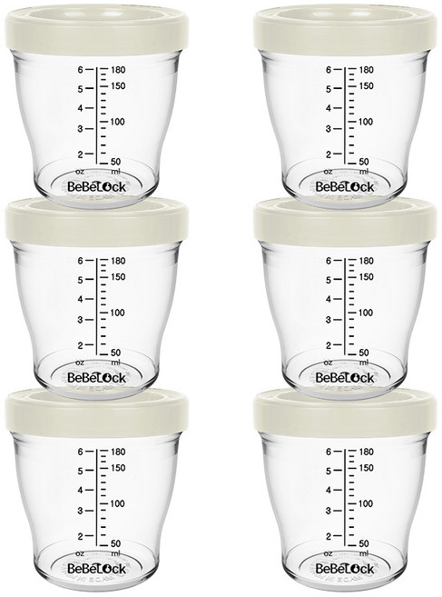 베베락 아이와 트라이탄 이유식용기 180ml (3+3개입), 1세트, 아이와 트라이탄 180ml(크림3P+크림3P), 1ml