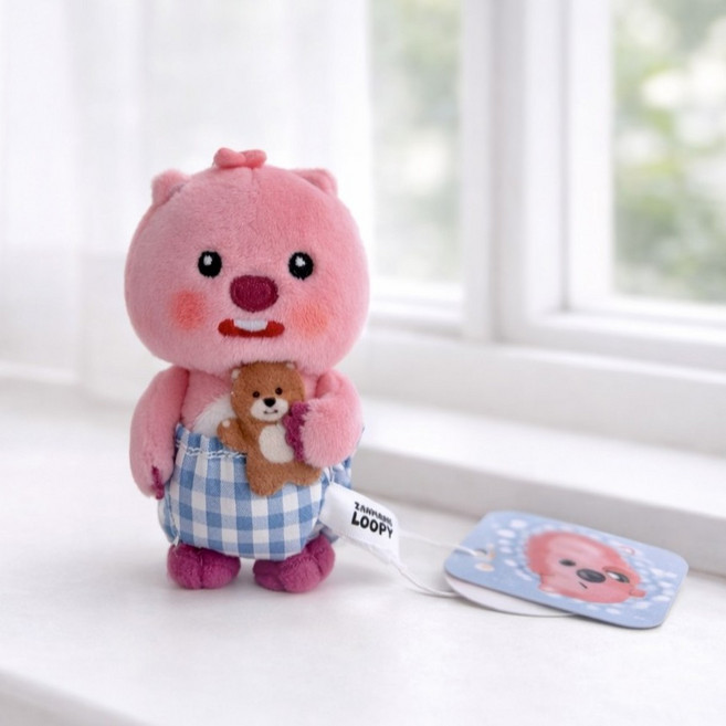 잔망루피 파자마 봉제인형 가방고리 키링 한정수량 어린이날선물 여친선물 생일선물, 1개, 곰인형, 90mm