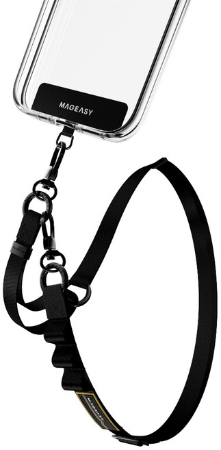 MAGEASY 2-in-1 STRAP 二合一手機掛繩 含掛片, 二合一掛繩－沉穩黑, 1個