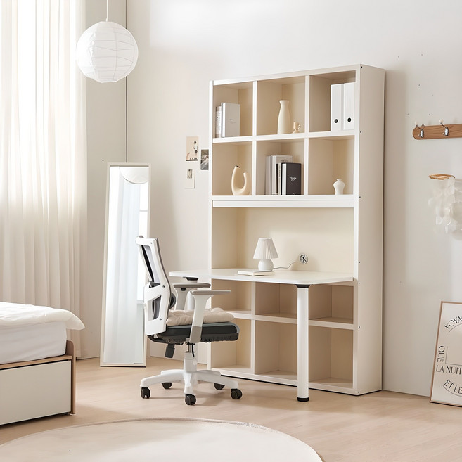 이노센트 그룸 독서실 정면책상 책장 세트 i103831, 화이트