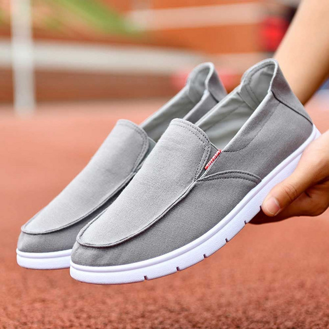 베이직 슬립온 스니커즈 경량 끈없는 편한신발 낮은굽 운동화 흰색 단화 밴딩 가죽 슬립온 커플 dew+240QK