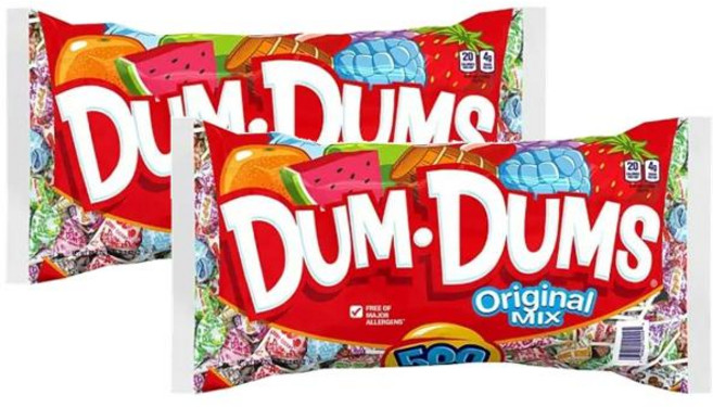 Dum Dum 덤덤 오리지널 수입 막대사탕 12가지맛 500개(2.4kg) x2봉지 Original Pops, 2.4kg