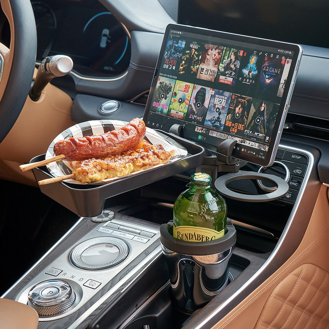 보스킴 태블릿PC 거치가능한 보냉보온 차량용 컵홀더 + 일반테이블(충전X), 컵홀더+트레이+실리콘패드, 1개