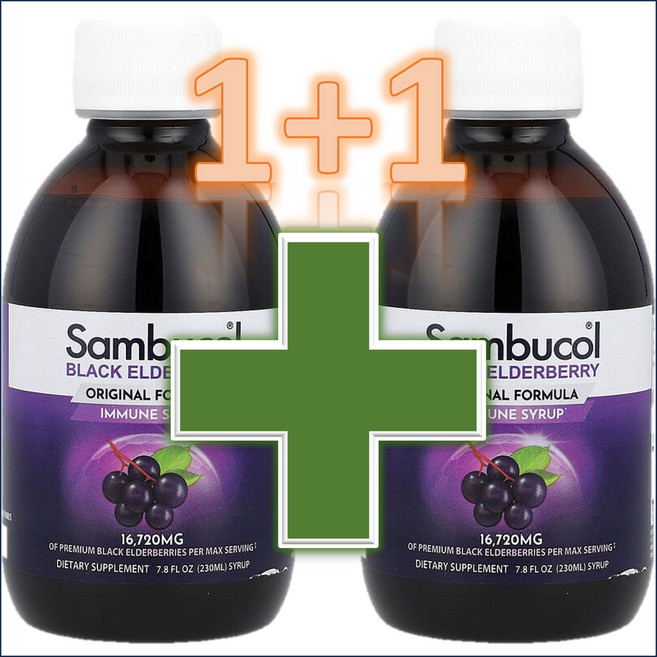 [1+1] Sambucol (삼부콜) 블랙 엘더베리 오리지널 포뮬러 8 fl oz (230 ml), 2개, 230ml