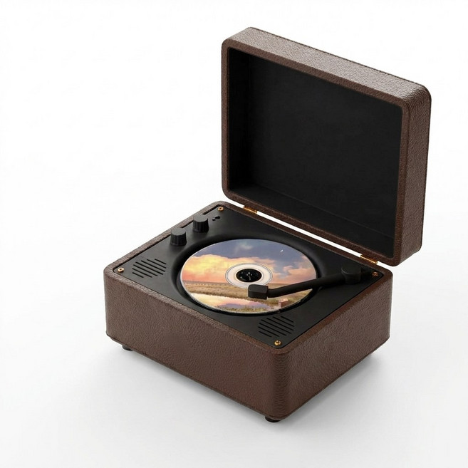 스타일닥터 레트로 CD 플레이어 블루투스 스피커 주제이 굿즈 선물, M525i, 브라운