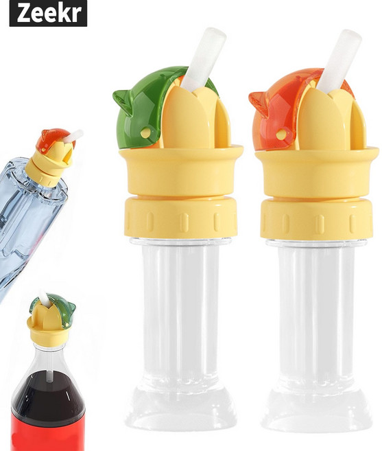 Zeekr 물병 뚜껑 변환 캡 방수 및 방울방지 스트로우 캡 누수 방지 설계 휴대용 및 편리한 사용 내구성 및 재사용 가능, 2개, 빨간색 +초록색