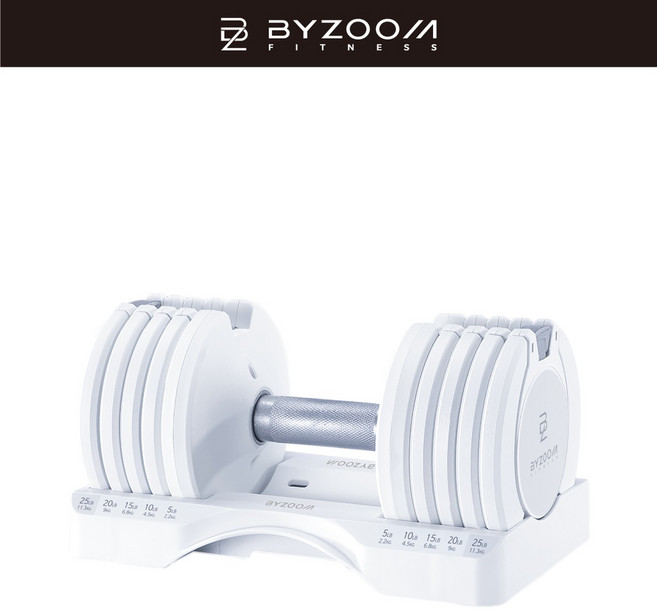 Byzoom Fitness【Pure Series】可調式啞鈴25LB，五段重量秒速調整，居家健身首選, 1個