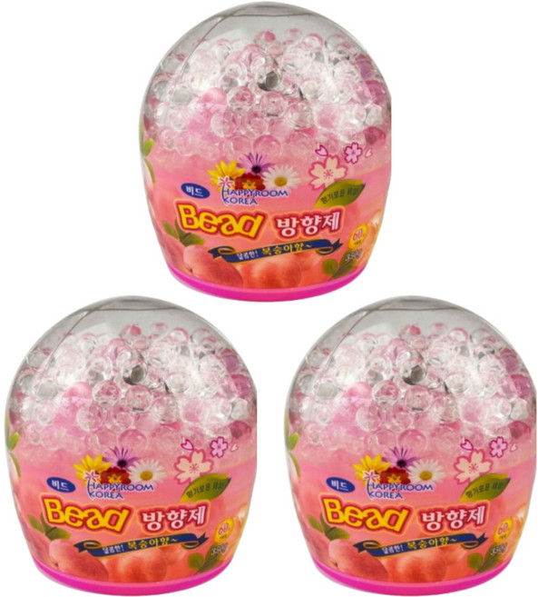 옷장용 비드 방향제 가정용 실내탈취제 레몬향 복숭아향 라벤더향, 복숭아, 3개, 350ml