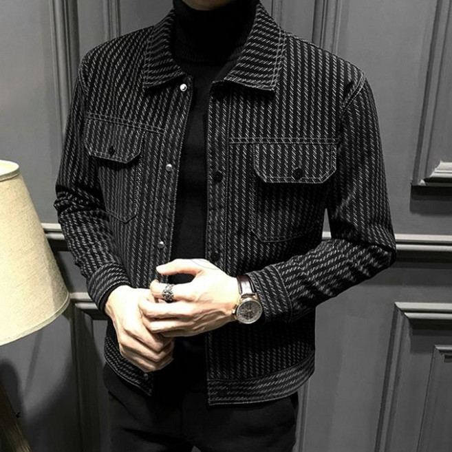 Krismile남성 체크 트위드 자켓 남자 캐주얼 크롭 재킷+9/3*YHM