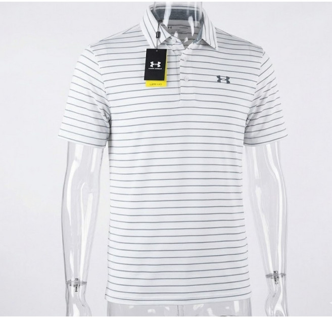 [언더아머_스포츠] 기능성 골프티셔츠 남성 스트라이프 폴로 반팔 GOLF 티셔츠 TM1351130 빠른건조 통기성