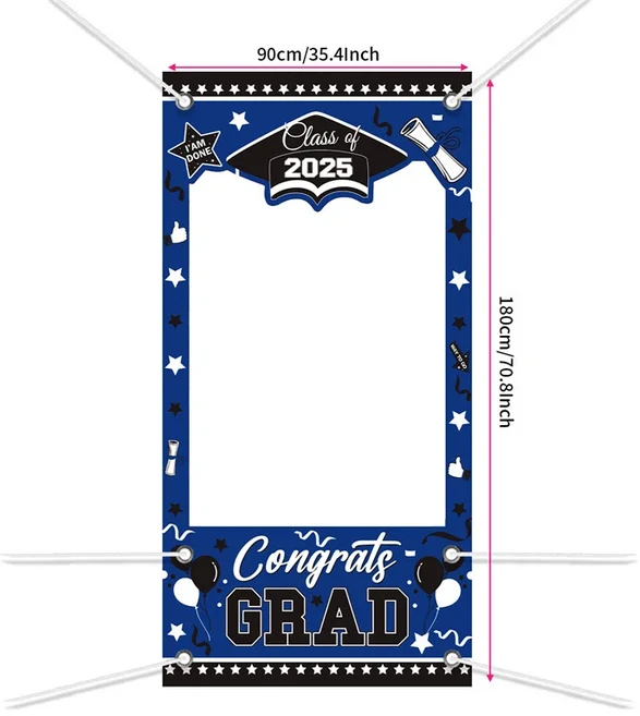 1PC 2025 졸업 사진 부스 프레임 배너 2025 클래스 대학원 파티 촬영 사진 배경 소품 장식 용품, 180x90cm, 04 JX173-3