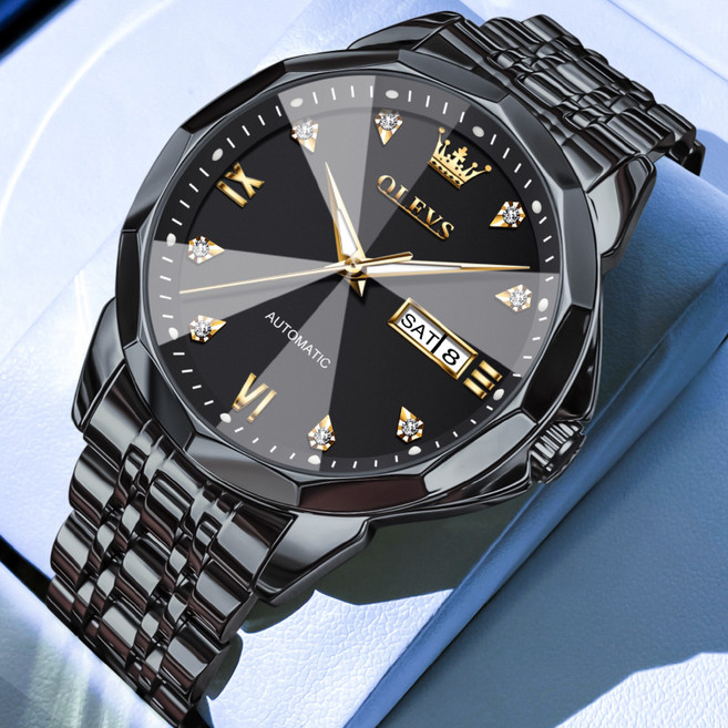 OLEVS 남성 시계 정품 자동 기계식 오토매틱 럭셔리 명품 워터프루프 야광 메탈시계