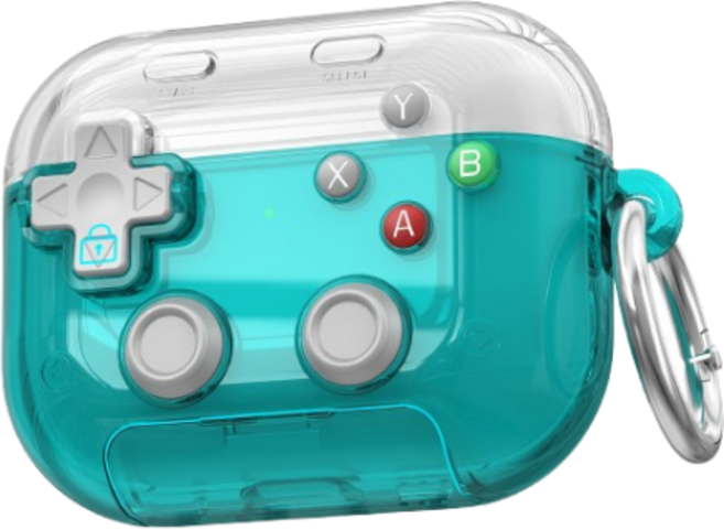 투에이비 오토락 게임기 에어팟 호환 분실방지 투명 거치대 TPU 케이스, 1개, 민트, 에어팟4세대