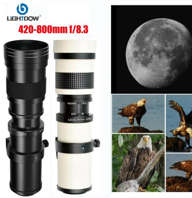 라이트도우 420-800mm f/8.3 수동 줌 슈퍼 망원 렌즈 + T-마운트 (풀 프레임) 캐논 호환 니콘 소니 후지 M4, [02] for Pentax, [01] white