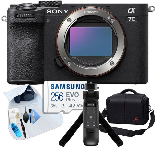 [포토리뷰이벤트] 소니 A7C2 BODY/ILCE-7CM2/브이로그 8종 패키지 /256GB 메모리/ OLED 무선 슈팅그립, 블랙