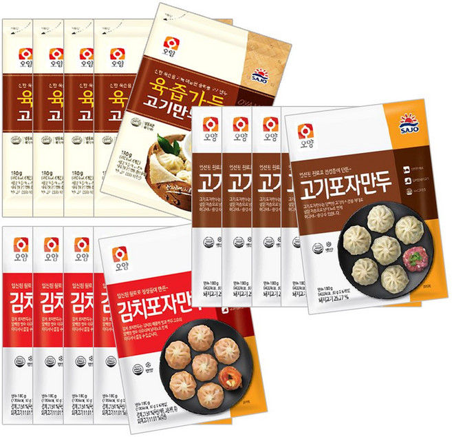 [퀴클리몰] 사조 180g X 15봉 (김치5봉+고기5봉+육즙가득고기5봉), 15개