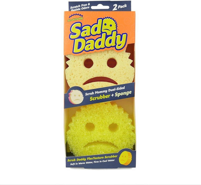 Scrub Daddy & Scrub Mommy Cranky 커플 2팩 - 청소 및 세척을 위한 스마일리 페이스 스폰지 FlexTexture 견고하고 부드러운 스크러빙 식기, Scrub Daddy & Scrub Mommy Cran