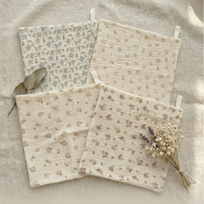 쉬어가게 가든 순면 고리 거즈 수건 4p 핸드 타올, 1세트, Natural