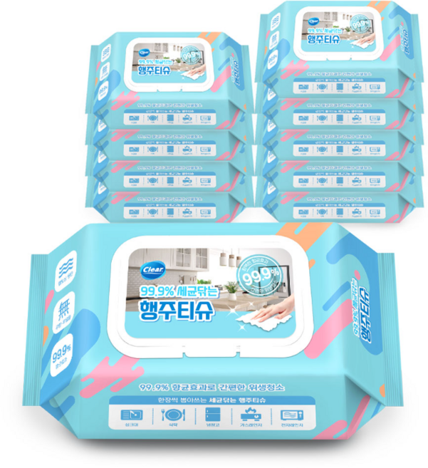 클리어 세균닦는 행주티슈 70매 x 10팩, 70개입, 10개