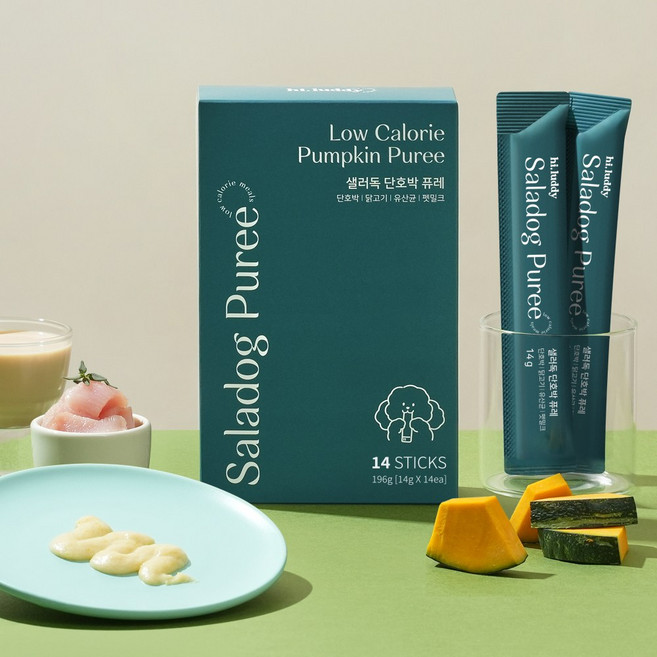 하이루디 샐러독 단호박 퓨레 강아지 짜먹는 간식, 14개, 14g