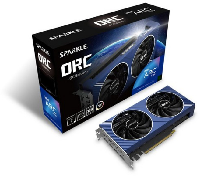 Sparkle Intel Arc A770 Titan OC Edition 16GB GDDR6 ThermalSync Torned Cooling Axial Fan Metal Back, A750 ORC OC, 1개