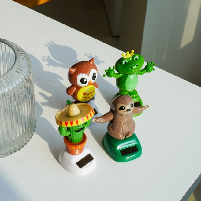 태양열 자동차 흔들 인형 [4종 노호혼 태양광 대쉬보드 흔들인형 차량용 대시보드 움직이는 피규어 장식], 개구리