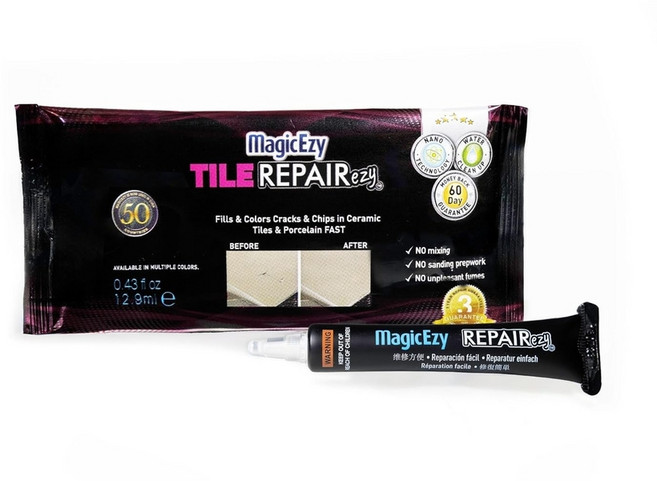 매직이지 타일 수리 이지 (허니 베이지) 세라믹 키트 - 금이 간 욕실 바닥, Honey Beige, 1개