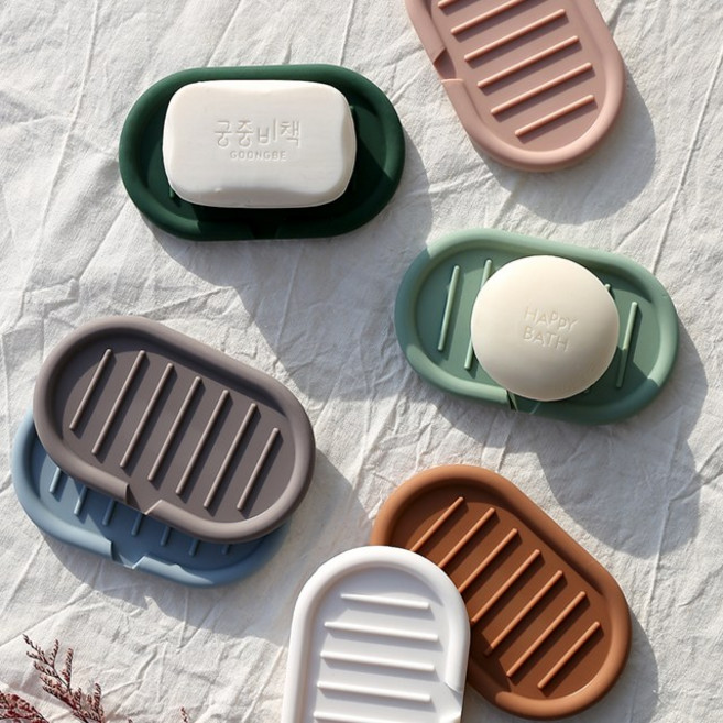 맛있는유혹 1+1 실리콘 물빠짐 비누받침대, +웜그레이, 1세트, 인디라이트블루