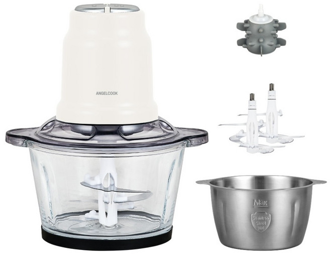 엔젤쿡 허리케인 전동 멀티 다지기 1.9L 유리 & 스텐 2가지 용기 풀세트 믹서기 쵸퍼, AGC-MX1900