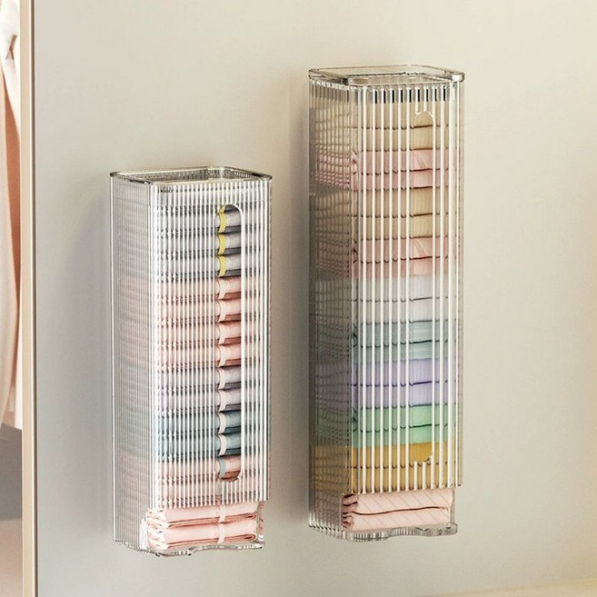 벽걸이 벽걸이 주방 수건 아크릴 다용도 대용량 디스펜서 속옷 팬티, 1개, 투명 2개 세트 소형+대형