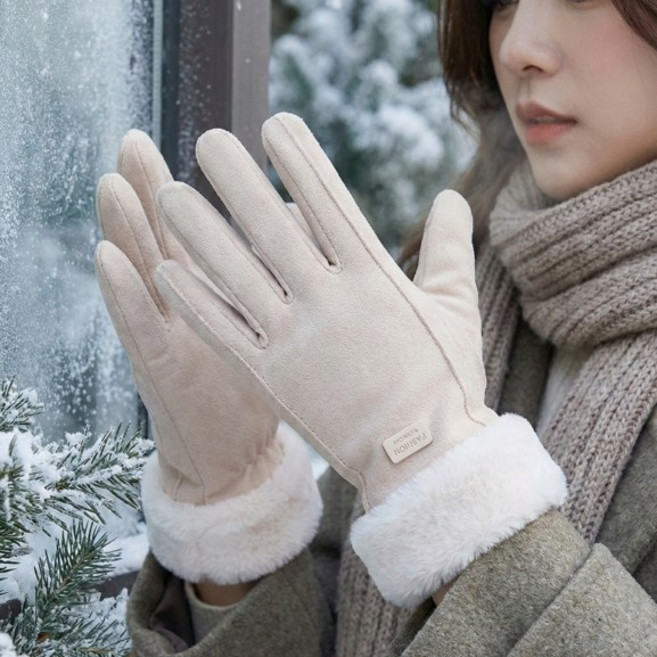올데이유즈 스웨이드 터치 기모 여성 겨울 장갑