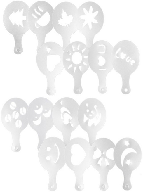 와이옐로 라떼아트 스텐실 도안 16종 홈카페소품