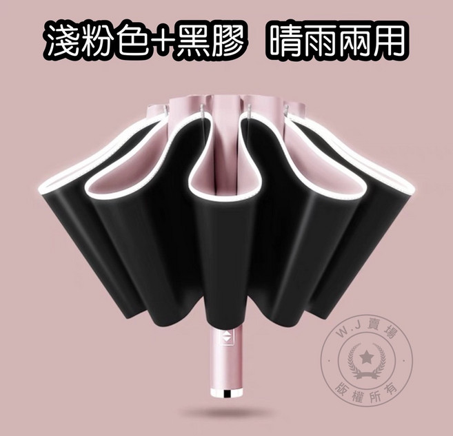 反光條雨傘 20骨反向自動傘 黑膠布面 晴雨傘 車用雨傘 折疊雨傘 自動雨傘 自動折疊傘 LED傘送電池