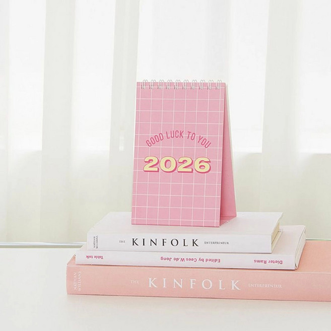 2026 미니달력 데일리 해빗 탁상 캘린더 날짜형 데스크 일정관리(핑크그리드) 리틀하우스마켓 LHCUCA0010, 단품, 단품