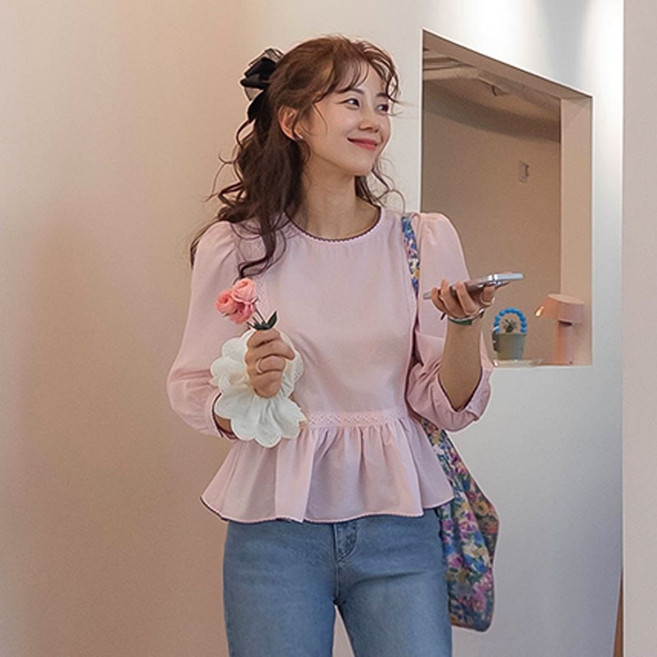 리린 재오픈MADE 비엔노 봄봄 사랑스런 A라인 물결 블라우스 2896540