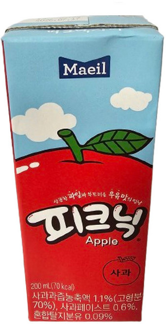매일유업 피크닉 사과맛, 200ml, 4개