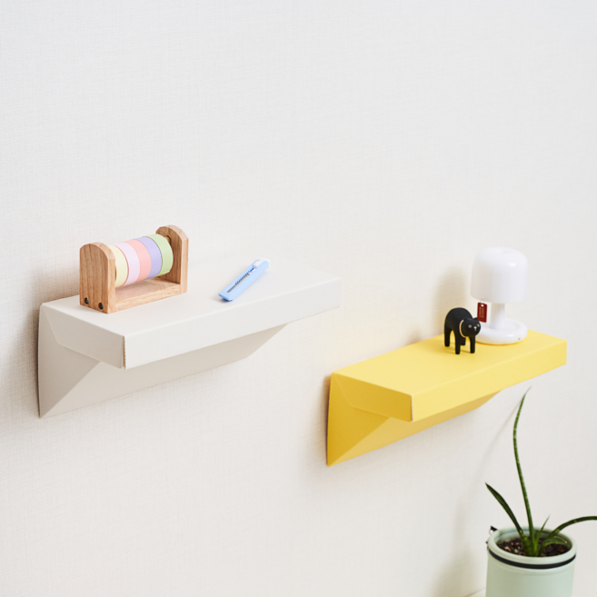 무타공 인테리어 포켓선반 꼭꼬핀 벽걸이 DIY 벽선반 (2개입), 2개, 옐로우