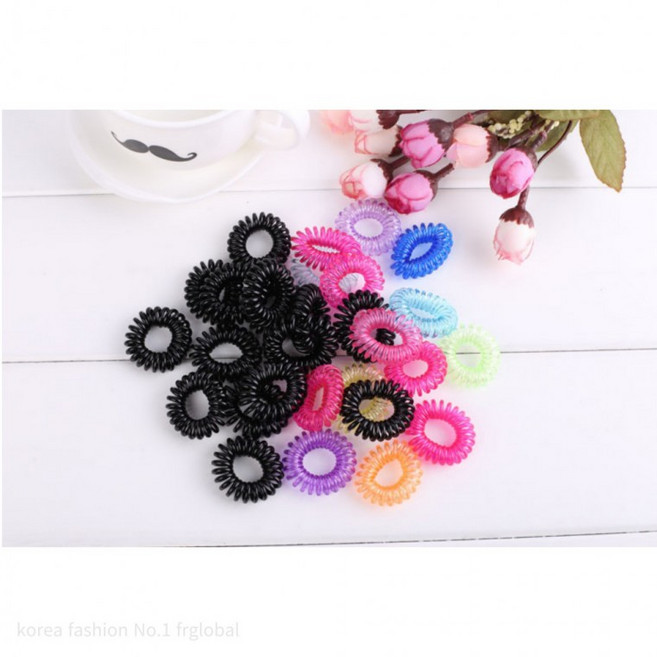 컬러 스프링 머리끈 (1P 단위 판매) 미니 헤어 얇은 팔찌 고무줄 액세서리