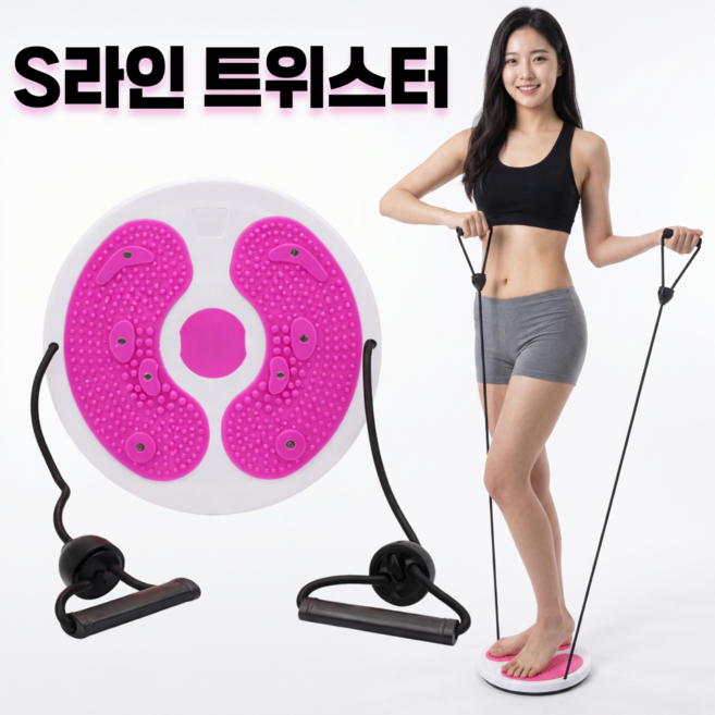 KM SPORTS S라인 트위스트 허리회전 운동기구, 핑크, 1개