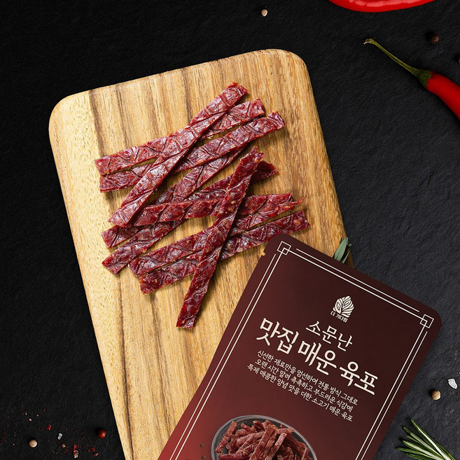 질기지 않고 부드러운 소고기 육포 매운맛, 3개, 20g