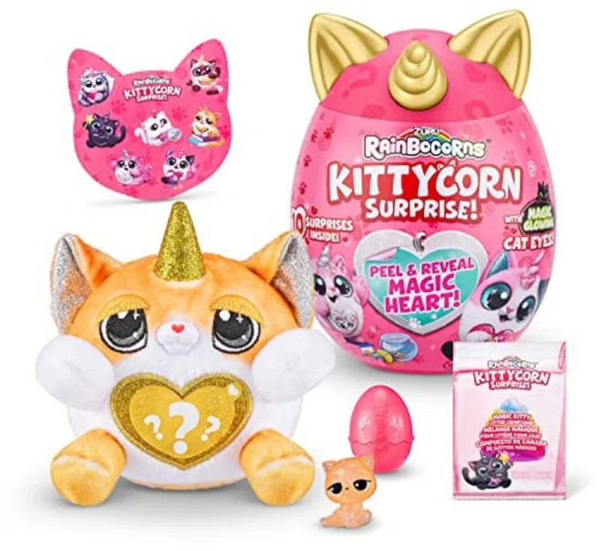 서프라이즈 인형 ZURU 시리즈 Rainbocorns Kittycorn 1 매직 에그 봉제 소녀를위한 선물, exotic cat, 1개