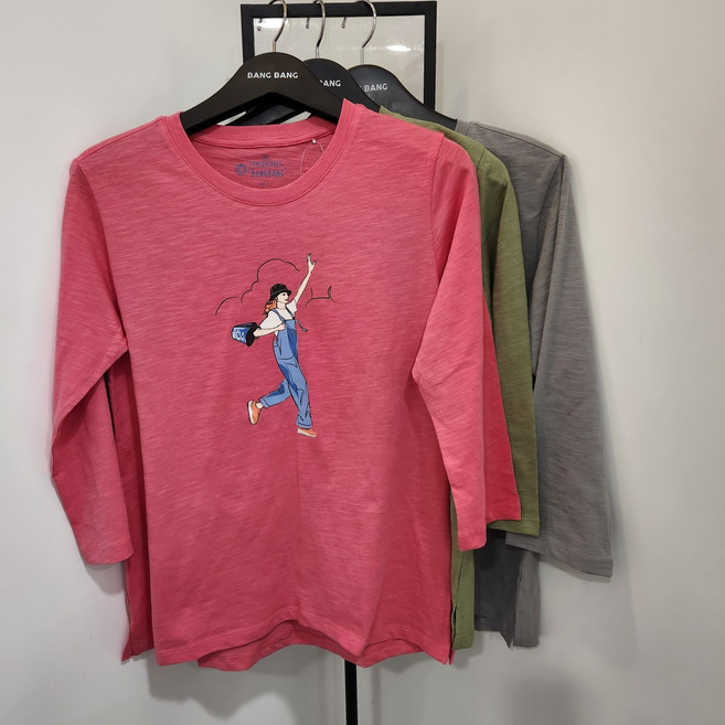 뱅뱅 NC경산점 봄신상 특가할인!! 핏이예쁜면100! 여자 면 프린트 7부 티셔츠 NTL237