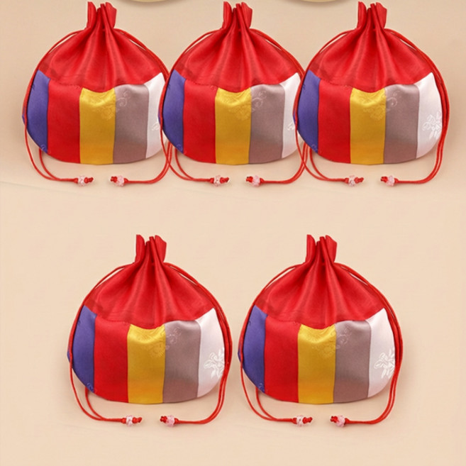 색동 복주머니 가방 파우치, 5개입