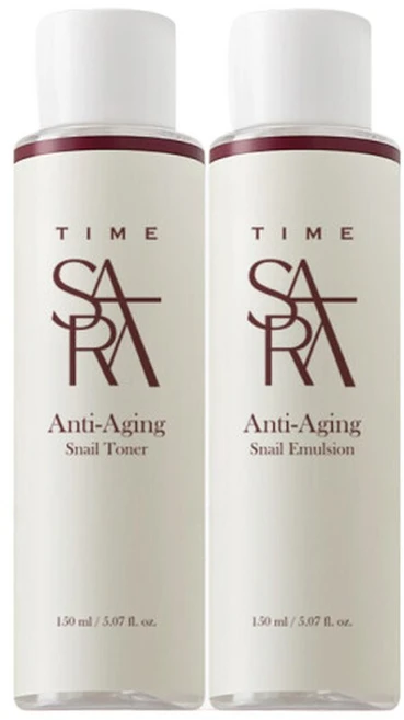 타임사라 안티에이징 스네일 달팽이 토너+에멀전 세트, 1세트 - 쿠팡